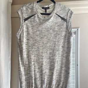 BCBG Max Azria Dress. Grey with mesh detail on shoulders.